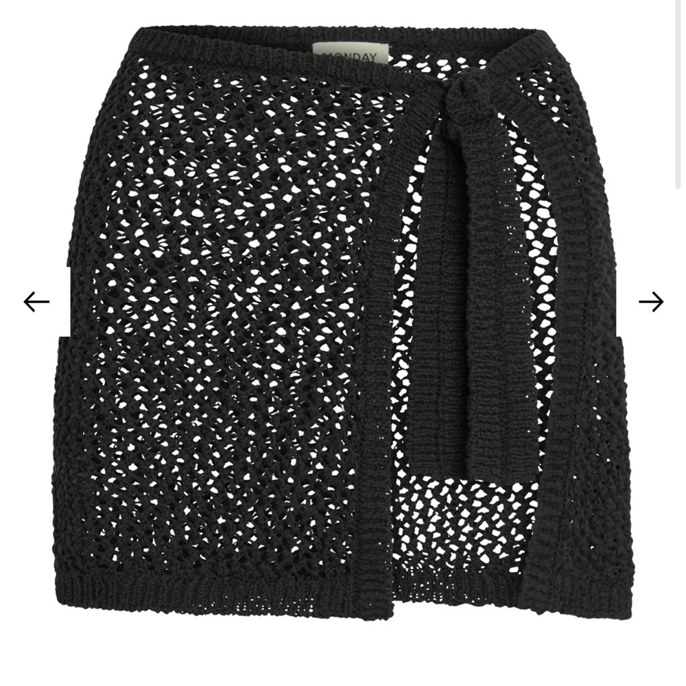 Monday Swimwear Black Crochet Swim Sarong - Santa Marta